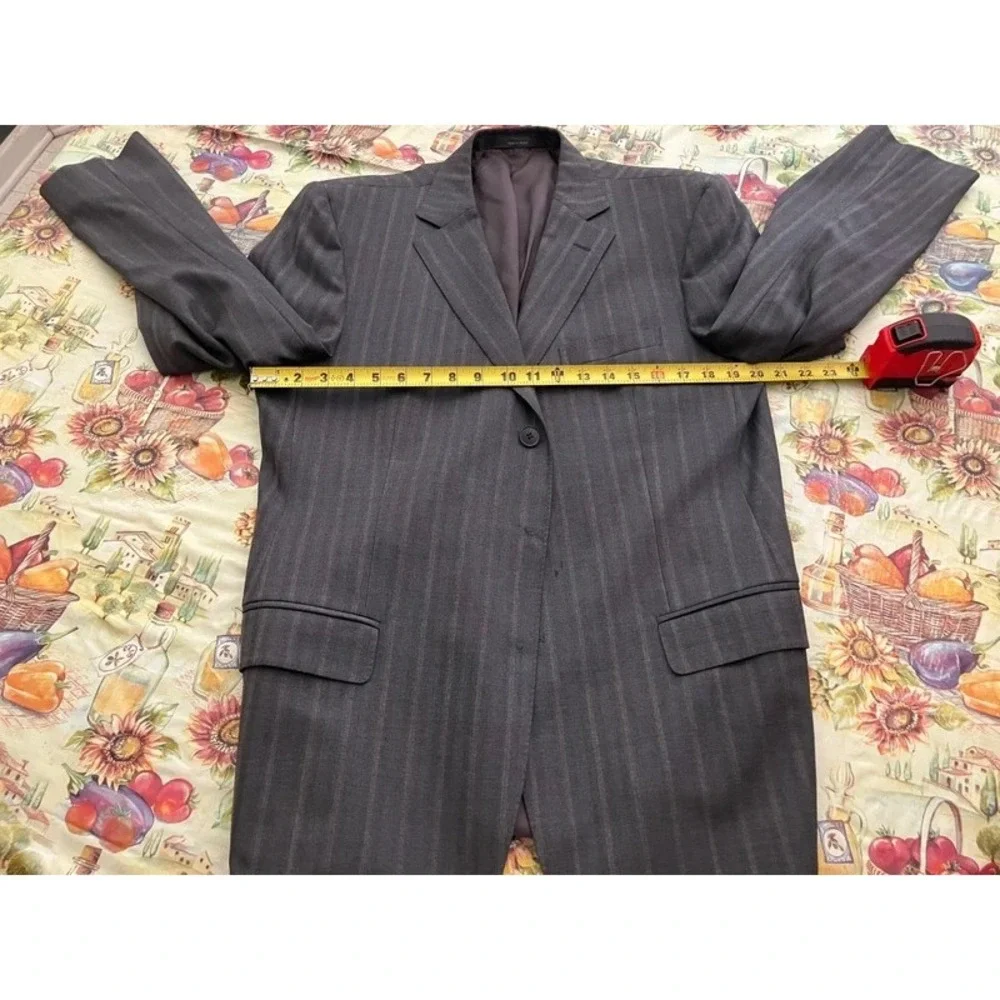 VTG Ermengildo Zegna 52R Plaid Striped Grey Blazer Mexico Rayon Mafia Mobster